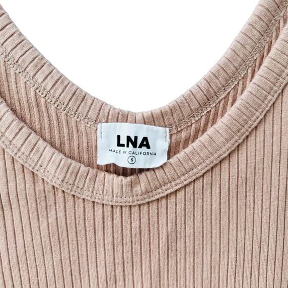 LNA Crisselle Mini Dress Tank Tan Nude Wide Ribbed Size Small Bodycon Fitted - Picture 3 of 5